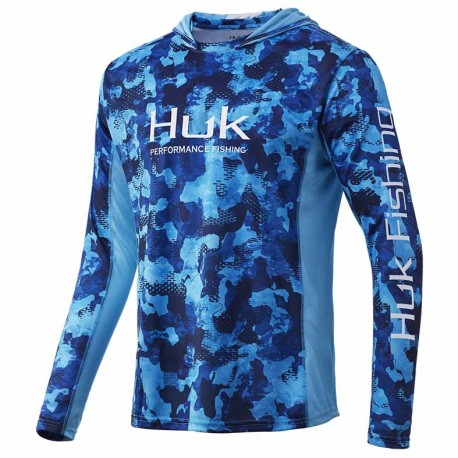 Huk Long Sleeve Hoodie - Icon X, Fishing, Refraction, Camo