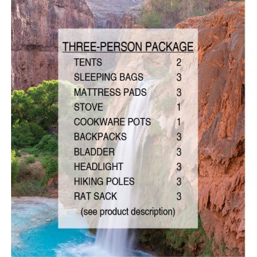 Rental Gear Package  for 3 Backpackers to Havasupai Falls