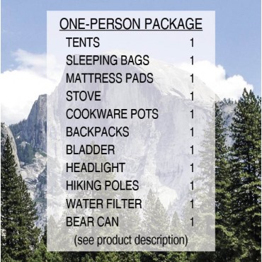 Rent a Backpacking Package - One Person - Yosemite or Yellowstone