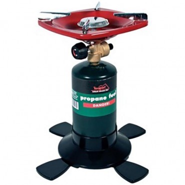 Camping with a rented one-burner propane stove