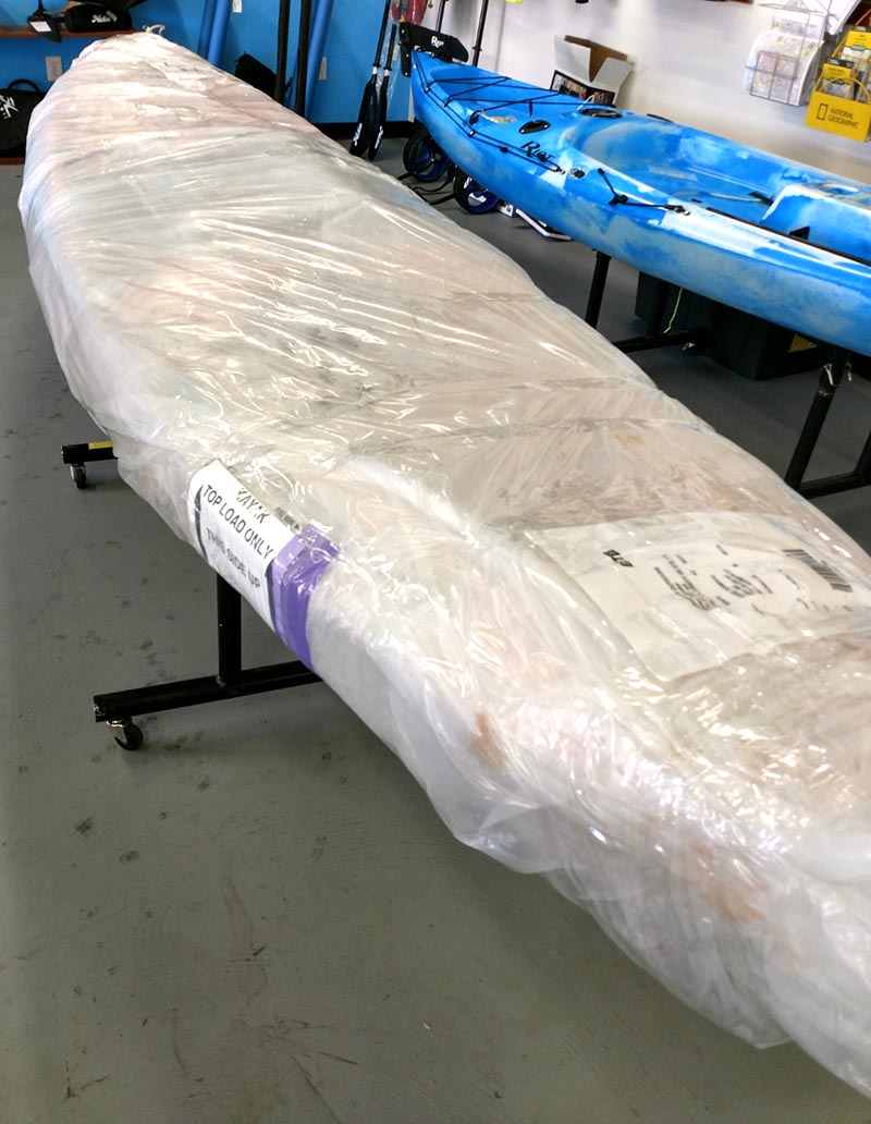 shipping new kayaks from our warehouse