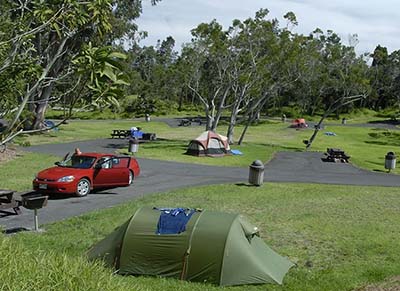 Campground area in Hawaii Volcanoes National Park