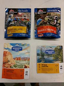 dehydrated meals to go with backpacking rentals