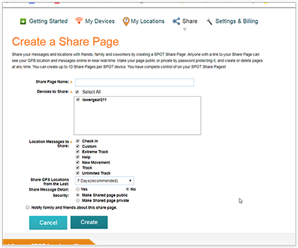 setting up shared page for rented spot