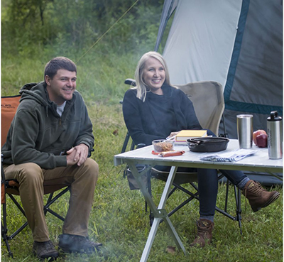 Camp setup using rented camping gear